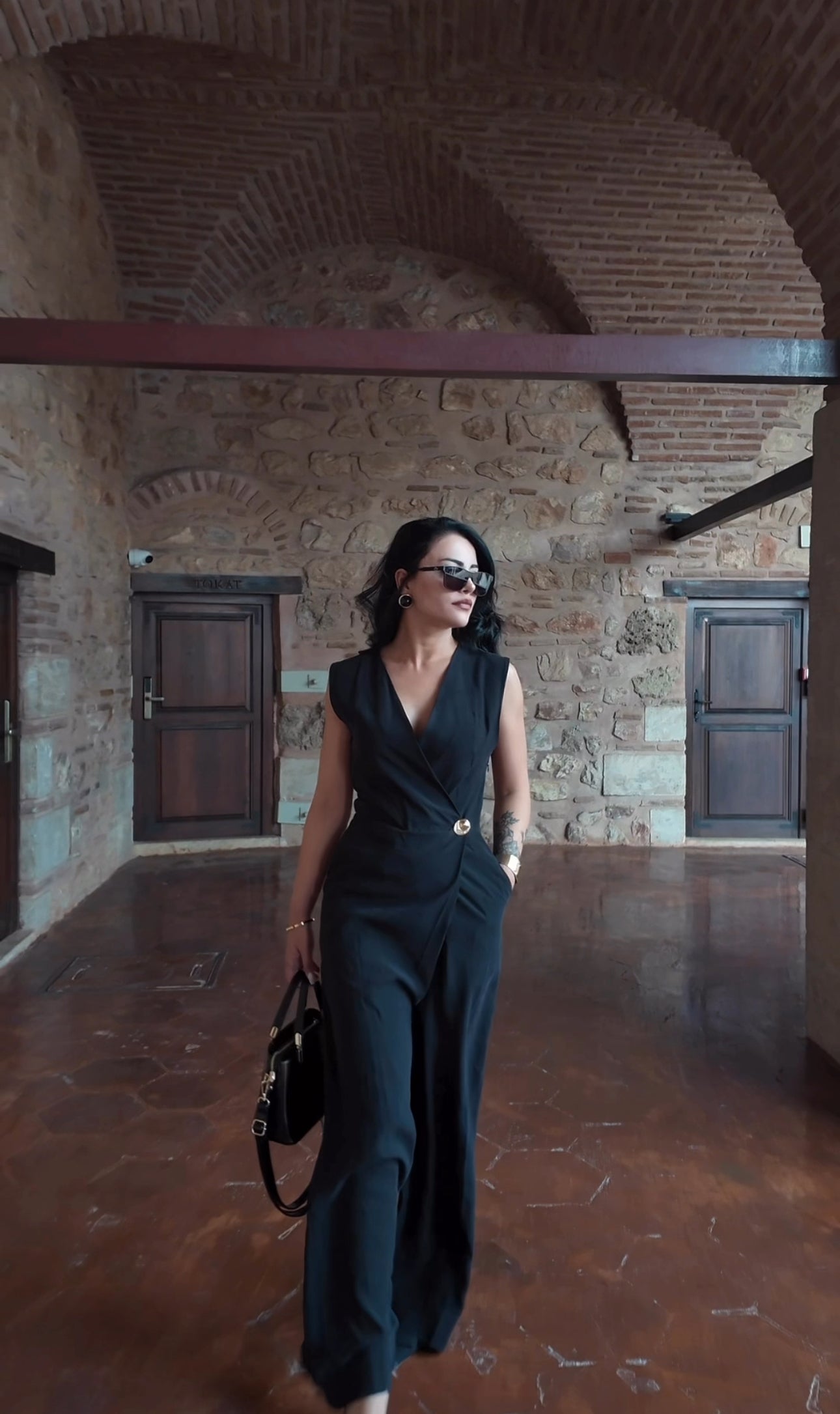 Muse Siyah Kruvaze Tulum