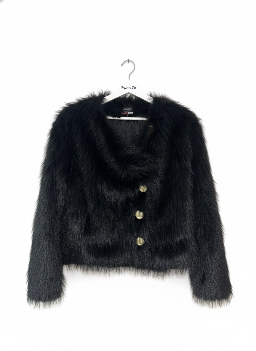 Tavşan Tüyü Düğmeli Kürk