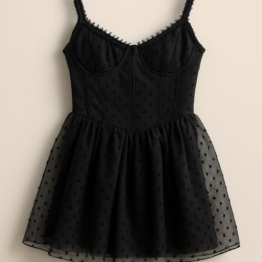 Dots Siyah Mini Elbise